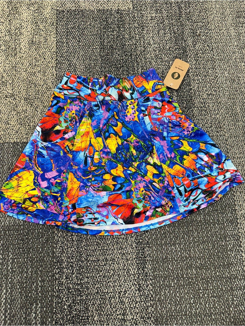 NWT Dona Jo Skirt Skort Compression Abstract Fly Print Ruffle Athleisure - Picture 2 of 6